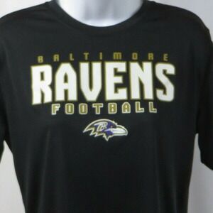 Kids Childs NFL Dry Tech 100% Polyester Baltimore Ravens Shirt Black XL 18
